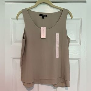 New w Tags Banana Republic Tiered Tank Blouse Top Light Beige Taupe Petite Small